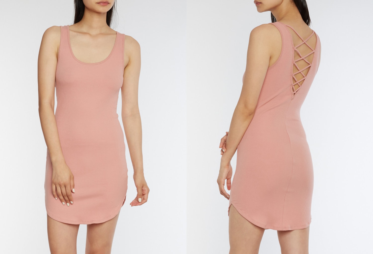 Rainbow Stores millennial pink body con dress with cris cross back detail - just $7!