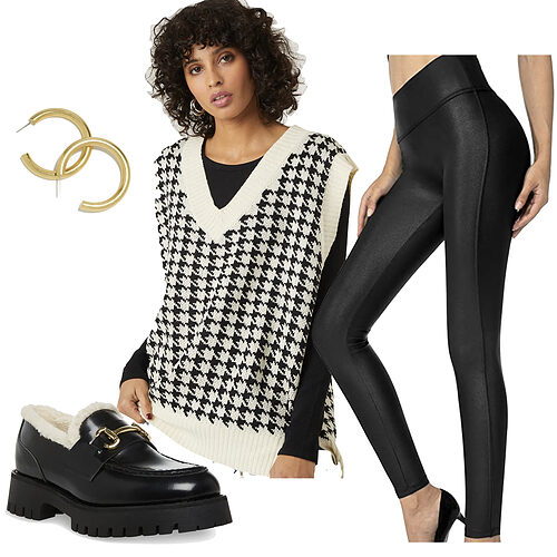 Faux Leather Leggings Coffee Shop Outfit