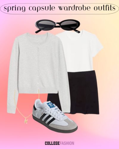 Capsule Spring Outfits 2025 skort cardigan