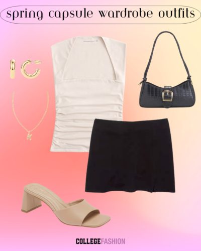 Capsule Spring Outfits 2025 skort mules